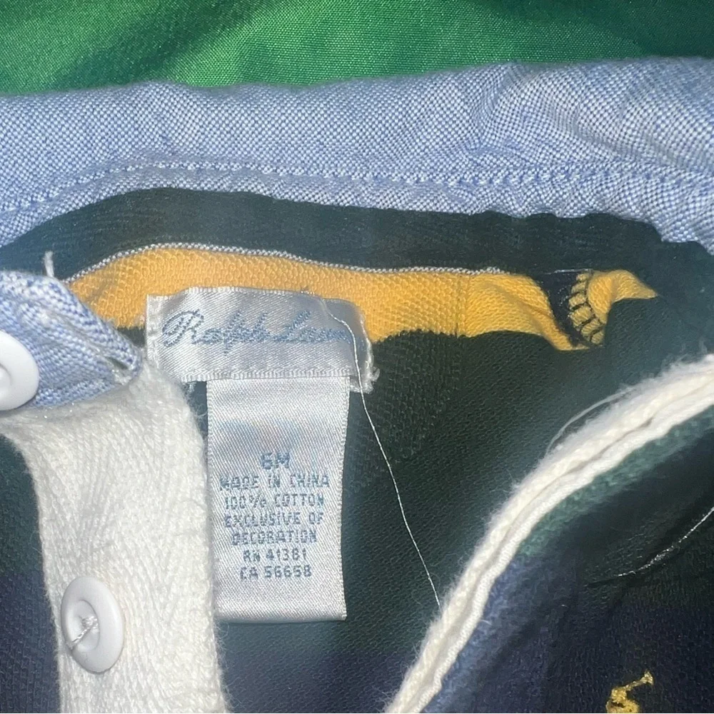 Ralph Lauren Navy and Yellow Striped Kids Footie size 6 Months